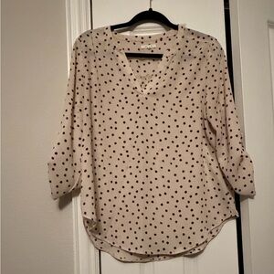 Maurices Cream and Red Polka Dot Blouse